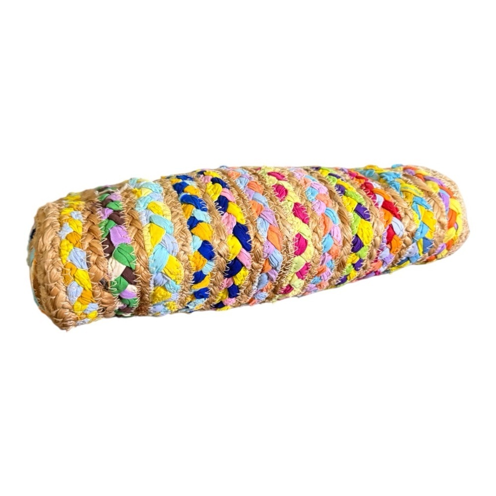 Antik Kraft Multicolor Woven Straw Clutch Resortwear Euro Summer - Picture 3 of 7